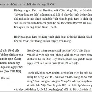 Bộ Ngoại giao Đức xác nhận có một số vấn đề về việc cấp hẹn xin visa của Đoàn đại biểu cấp cao tỉnh Thanh Hóa